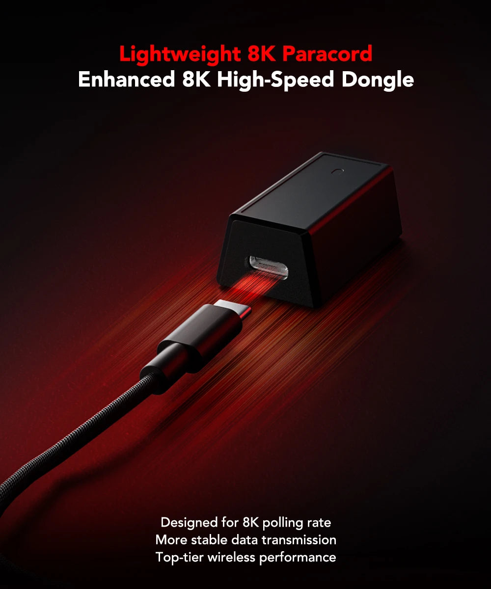KYSONA Jupiter Series gamingmus – kablede/trådløse mus, 8Khz PAW3950-sensor, Bluetooth, 46g, genopladelig, webdriver til PC og bærbar