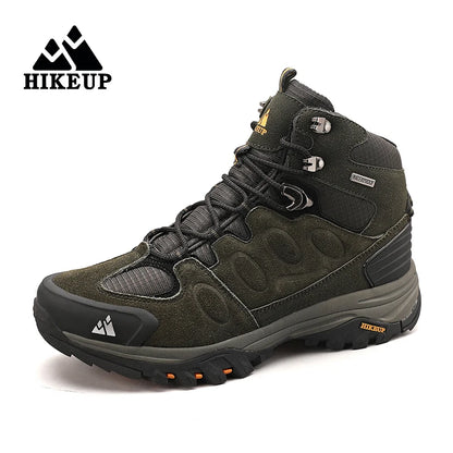 HIKEUP Scarponi da trekking da uomo alti, scarpe invernali da outdoor, con lacci, antiscivolo, sportive, casual, da trekking, in pelle scamosciata, calde