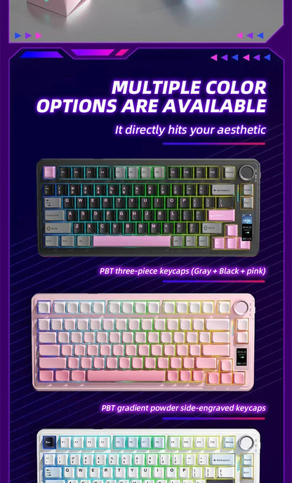 AULA S75 PRO Wireless Mechanical Keyboard with Screen Knob 75% Hot Swappable Gaming Keyboard with Pre-lubed Switches RGB Backlit