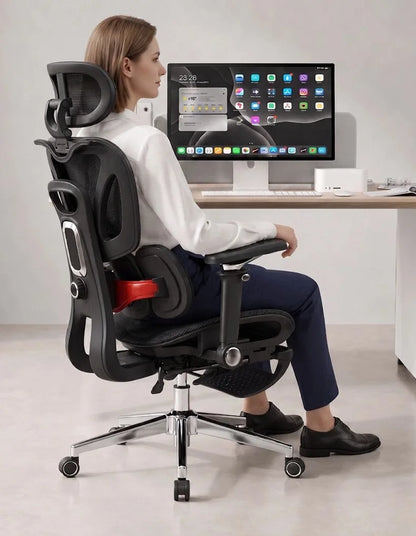 Chaise de bureau ergonomique, chaise de jeu pour ordinateur domestique, base en alliage d'aluminium