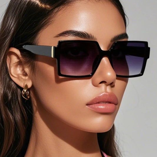 Cycling 1/2pcs Female Square Large Frame Sunglasses Women Retro Brand Big Frame Sun Glasses Black Fashion Gradient Eyeglasses