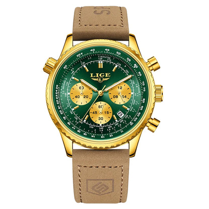 Montre de luxe pour homme LIGE – Chronographe avec date, en acier inoxydable, étanche, luminescente, style sportif et militaire, montre à quartz pour homme