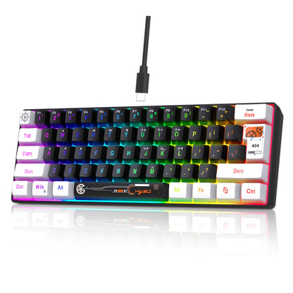 HXSJ-V700 60% RGB Backlit Gaming Keyboard, Compact 61-Key Mini Wired Office Keyboard with Ergonomic Design for office Home use