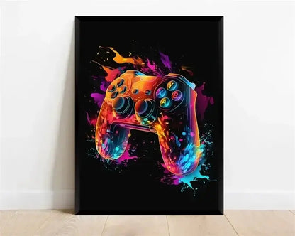 Pop Neon Video Game Character Poster Gamepad Headphones Football Basketball Canvas Print Wall Art Decor Gaming Room Decoration