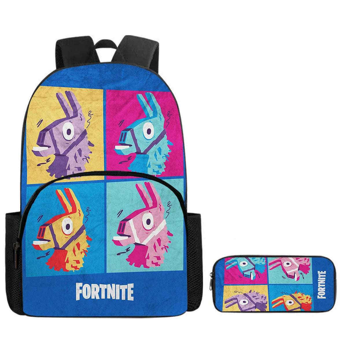 Fortnite 2-Piece Set Backpack with Front Pocket Pencil Case Large Capacity Cartoon Schoolbag Kids Boys Girls Gift Ages 5-8