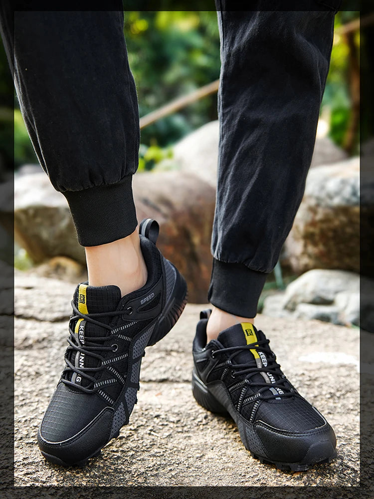 Scarpe da trekking da uomo all-terrain, scarpe sportive outdoor in mesh traspirante, antiscivolo e resistenti all’usura, scarpe da trekking e ciclismo outdoor