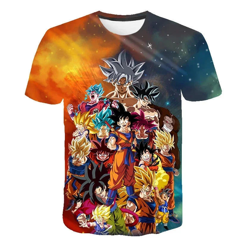 Dragon Ball Goku Cosplay T Shirts Super Saiyan Boys Kids Clothes Short Sleeve T-shirt White Black Orange Breathable Jersey