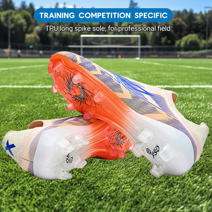 Classic AG/FG football shoes，TPU Wear-resisting Long Studs，PU Mixed Fabric Upper，Non-slip Comfortable for Kids Outdoor Football