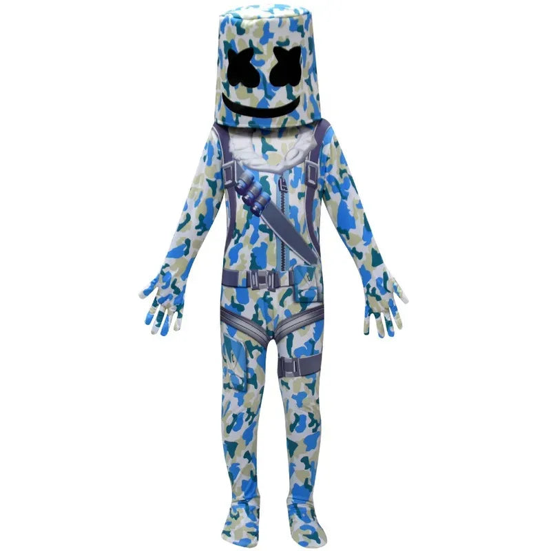 ❤★❤Fatos macacão DJ guerrilla warfare para crianças, roupa de cosplay de palhaço, fato de Halloween, Natal, festa temática, jogo, cosplay Fortnites Co★♥★