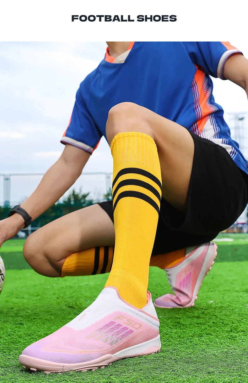 Men Soccer Shoes Training Football Boots Indoor Sneakers TF Long Spikes Match Futsal Ultralight Breathable Cleats Drop Shipping