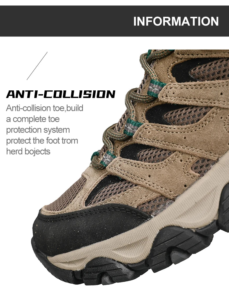 HIKEUP: Zapatillas de senderismo para hombre, de diseño, para escalada y trekking, de cuero, para deportes al aire libre, trabajo y carrera.