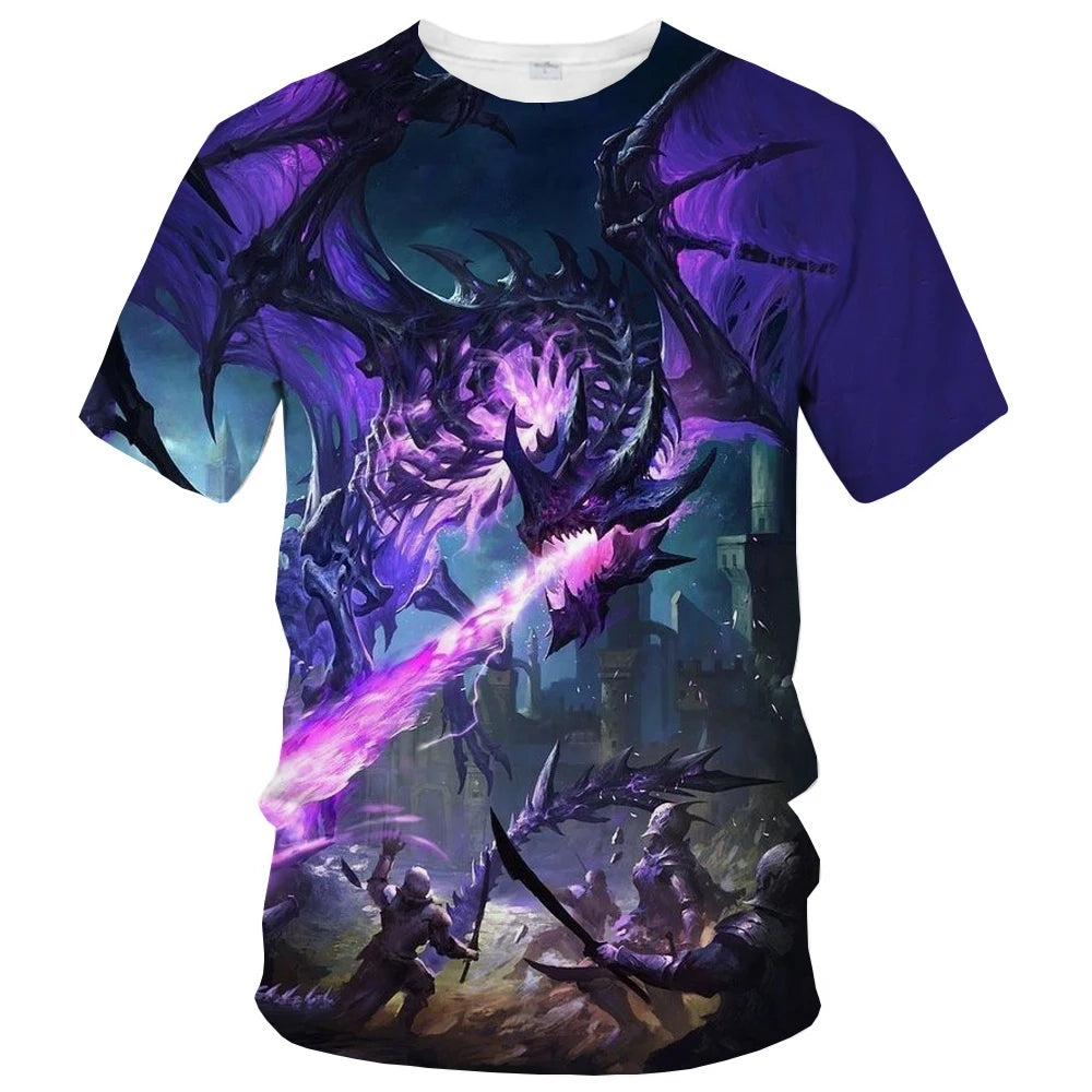 Sommermodetrend: kreatives, lässiges, weiches und bequemes Kurzarm-T-Shirt mit 3D-Druck und Drachenmuster