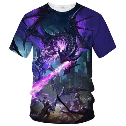Sommermodetrend: kreatives, lässiges, weiches und bequemes Kurzarm-T-Shirt mit 3D-Druck und Drachenmuster