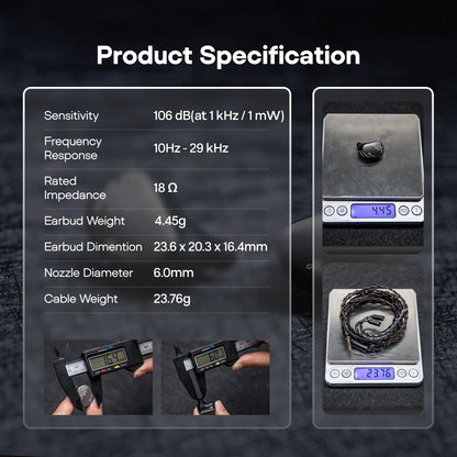Linsoul Kiwi Ears Cadenza II IEM HiFi-Kopfhörer mit 10mm-Titan-Dynamiktreiber, KARS 2.0 und abnehmbarem Kabel