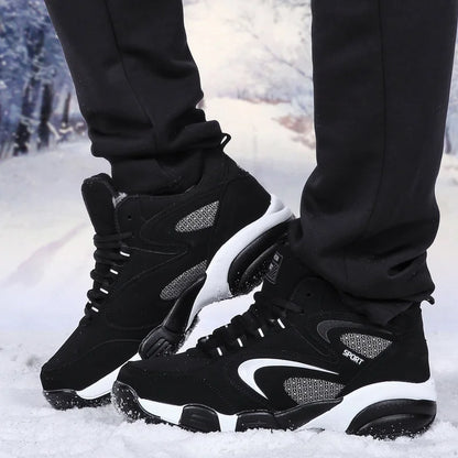Botas de neve para homem, quentes para o inverno, casal, ténis casuais, moda, couro, desporto ao ar livre, corrida, ténis, homem, antiderrapantes, tamanho grande 48, ténis desportivos