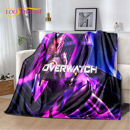 Overwatch Game Gamer D.Va Reaper Soft Plush Blanket, Flannel Blanket Throw Blanket for Living Room Bedroom Bed Sofa Picnic Kid 3D