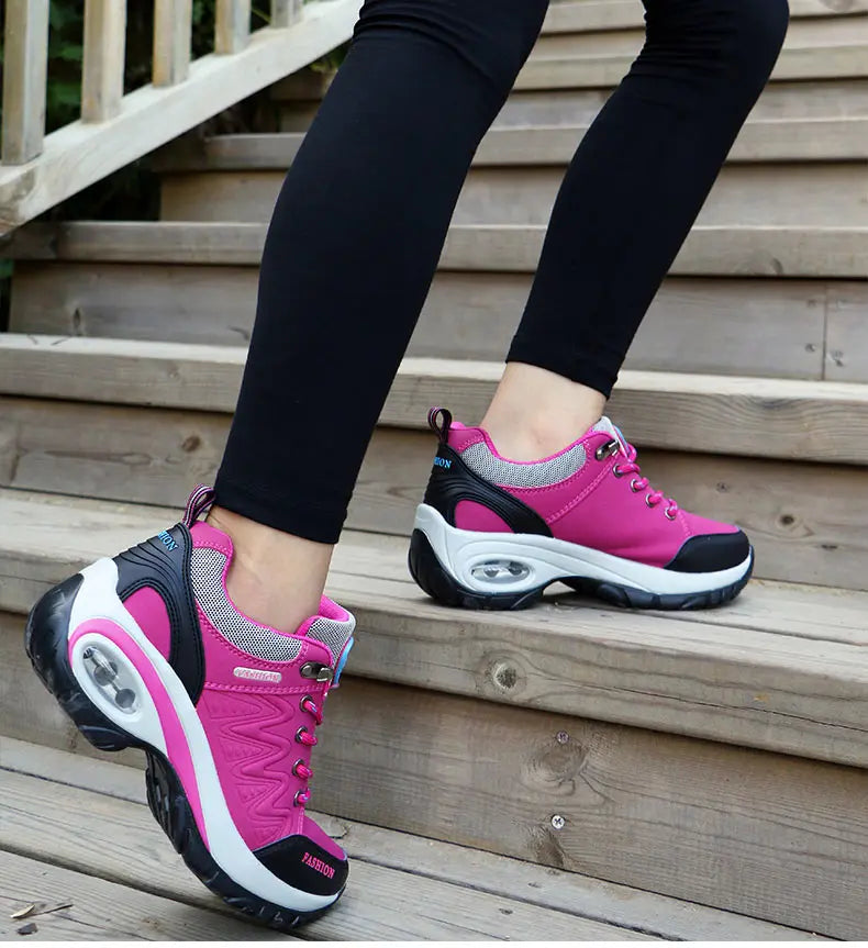 Scarpe sportive da donna, sneakers con plateau, scarpe alla moda per attività all’aperto e escursionismo, scarpe casual antiscivolo, scarpe da corsa basse, calzature da donna