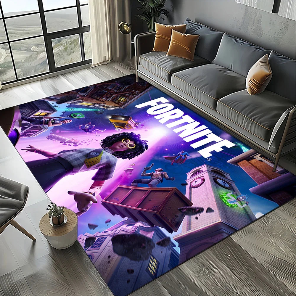 Tapis de jeu 3D F-Fortnite à motif cartoon pour le salon, la chambre, la maison ou la décoration du canapé ; tapis de jeu pour enfants, tapis de sol antidérapant