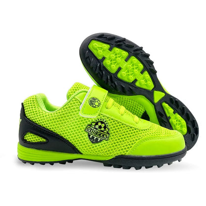 Zapatillas de fútbol para niños y niñas Tf, con cierre de velcro, sin tacos, para lacrosse, para principiantes, para críquet y para béisbol