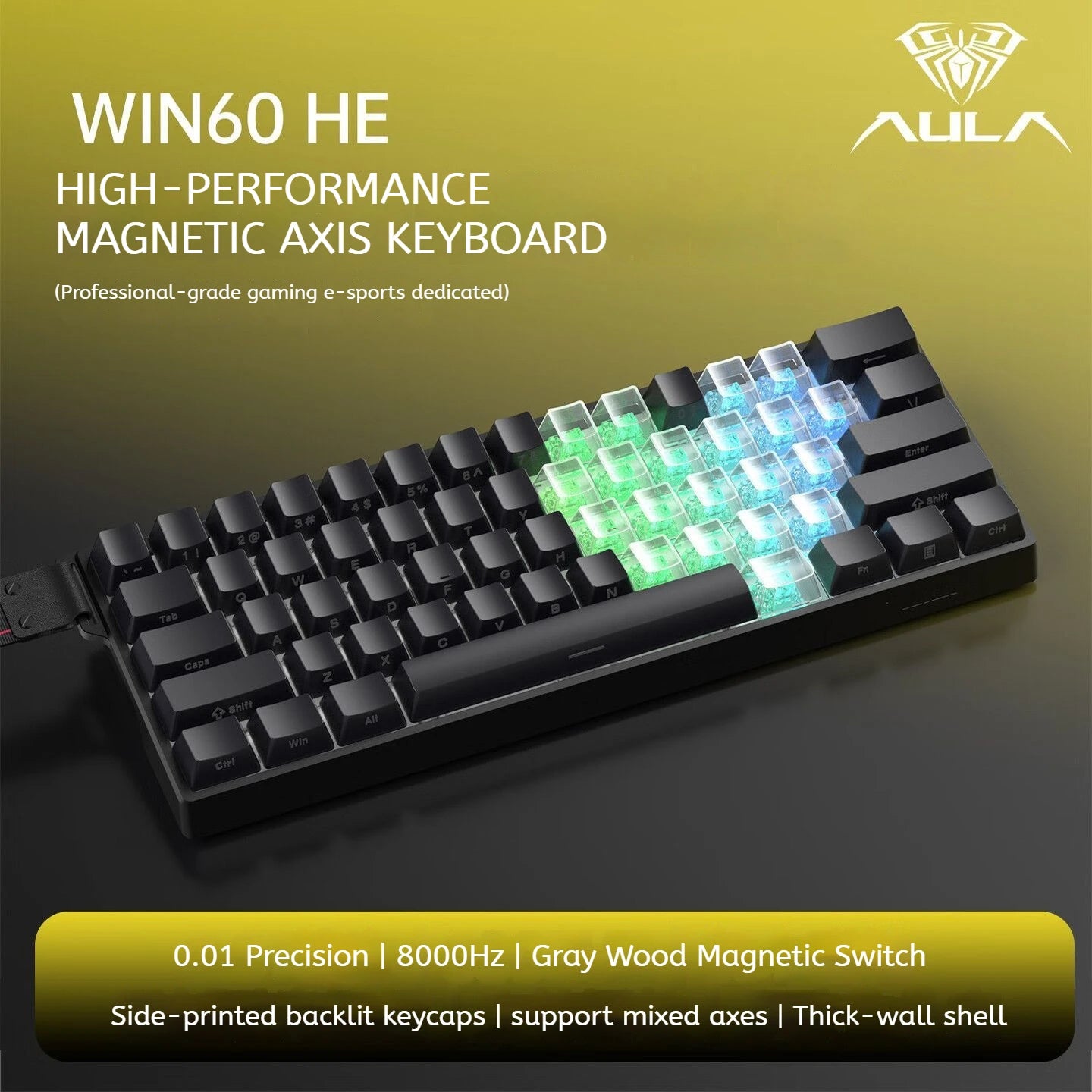 AULA WIN60 HE Magnetic  Keyboard Wired Trigger 8K Return Esports Gamer Customize RGB Mechanical Gaming Keyboard