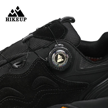 HIKEUP: Zapatos de piel para hombre, zapatillas de senderismo para actividades al aire libre, zapatillas de trekking para turismo, zapatillas de trail running para escalada y montaña, tensor