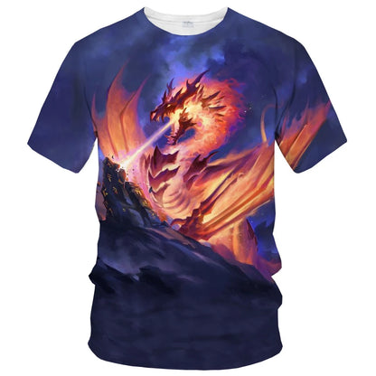 Sommermodetrend: kreatives, lässiges, weiches und bequemes Kurzarm-T-Shirt mit 3D-Druck und Drachenmuster