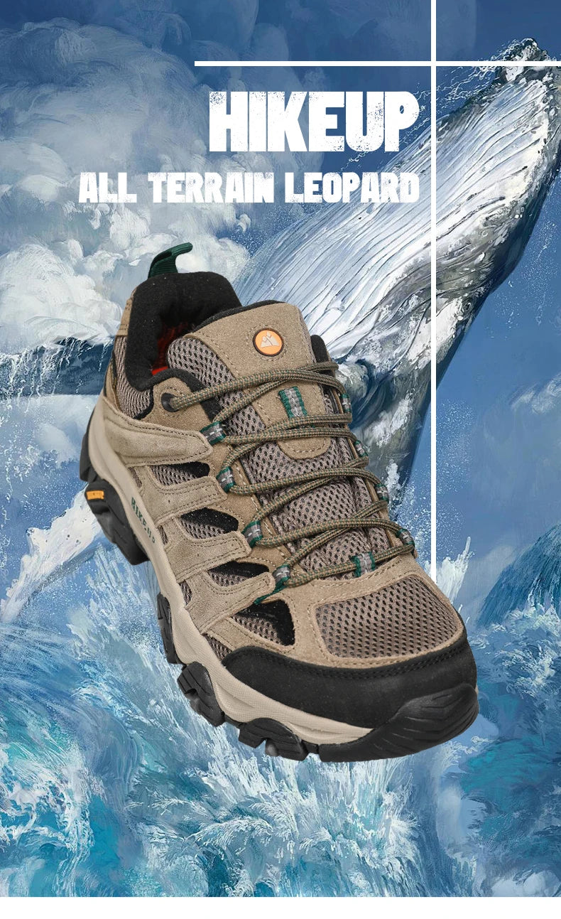 HIKEUP: Zapatillas de senderismo para hombre, de diseño, para escalada y trekking, de cuero, para deportes al aire libre, trabajo y carrera.