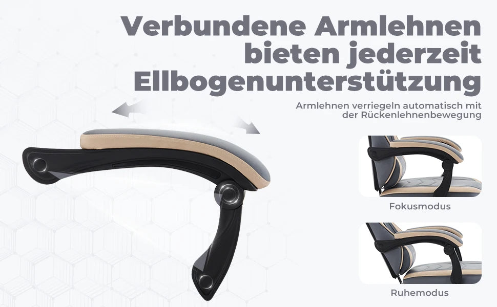 WOTSTA Gaming-Stuhl mit Fußstütze, ergonomischer Gamer-Stuhl mit Lendenkissen, Kopfstütze und höhenverstellbarem Computerstuhl