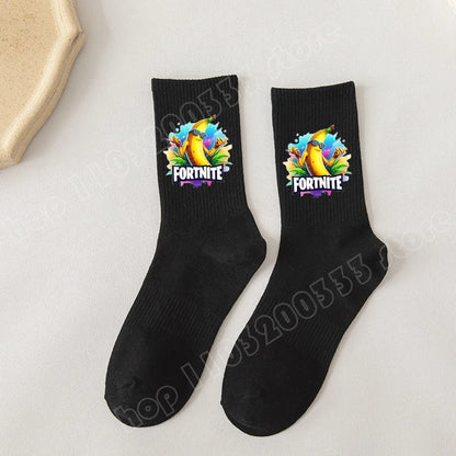 Fortnite Socks Cartoon Game Character Long Socks for Kids and Students in Spring and Autumn Solid Color Cotton Socks Birthday Gifts