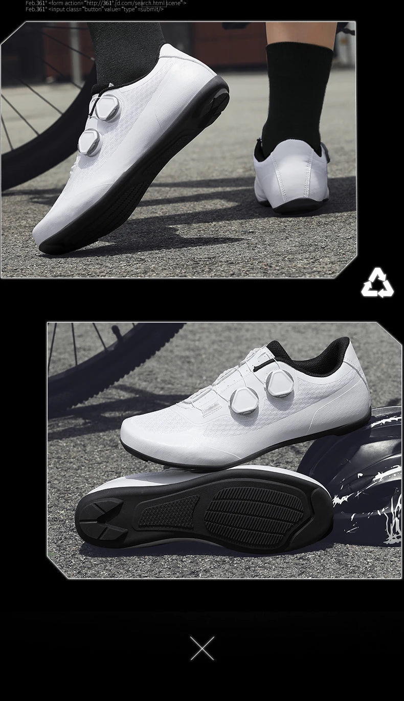 Speed Cycling Sneaker Herre-cykelsko til landevejscykling med klamper SPD-sko Cykelsko til flade pedaler Herre-cykelsko til udendørs brug Hvid