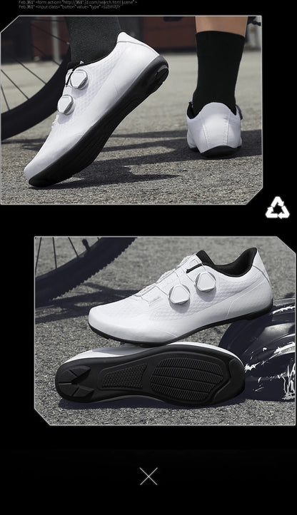 Speed Cycling Sneaker Herre-cykelsko til landevejscykling med klamper SPD-sko Cykelsko til flade pedaler Herre-cykelsko til udendørs brug Hvid