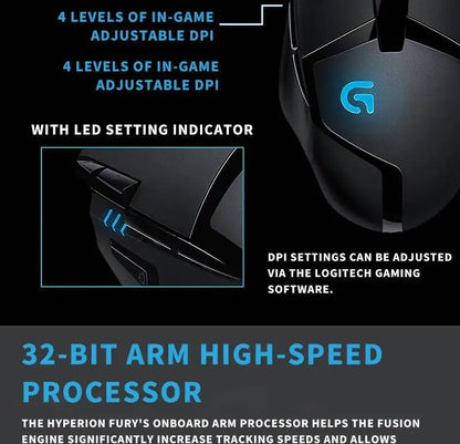 Logitech G402 Wired Gaming Mouse 32-Bit ARM Processor 8 Buttons 500 IPS Anti-Slip for All-Day Gaming and Work Sessions