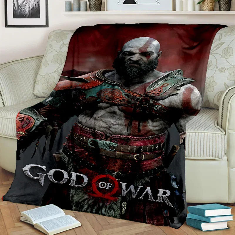 3D God of War Games Gamer Kratos HD Blanket,Soft Throw Blanket for Home Bedroom Bed Sofa Picnic Travel Office Cover Blanket Kids