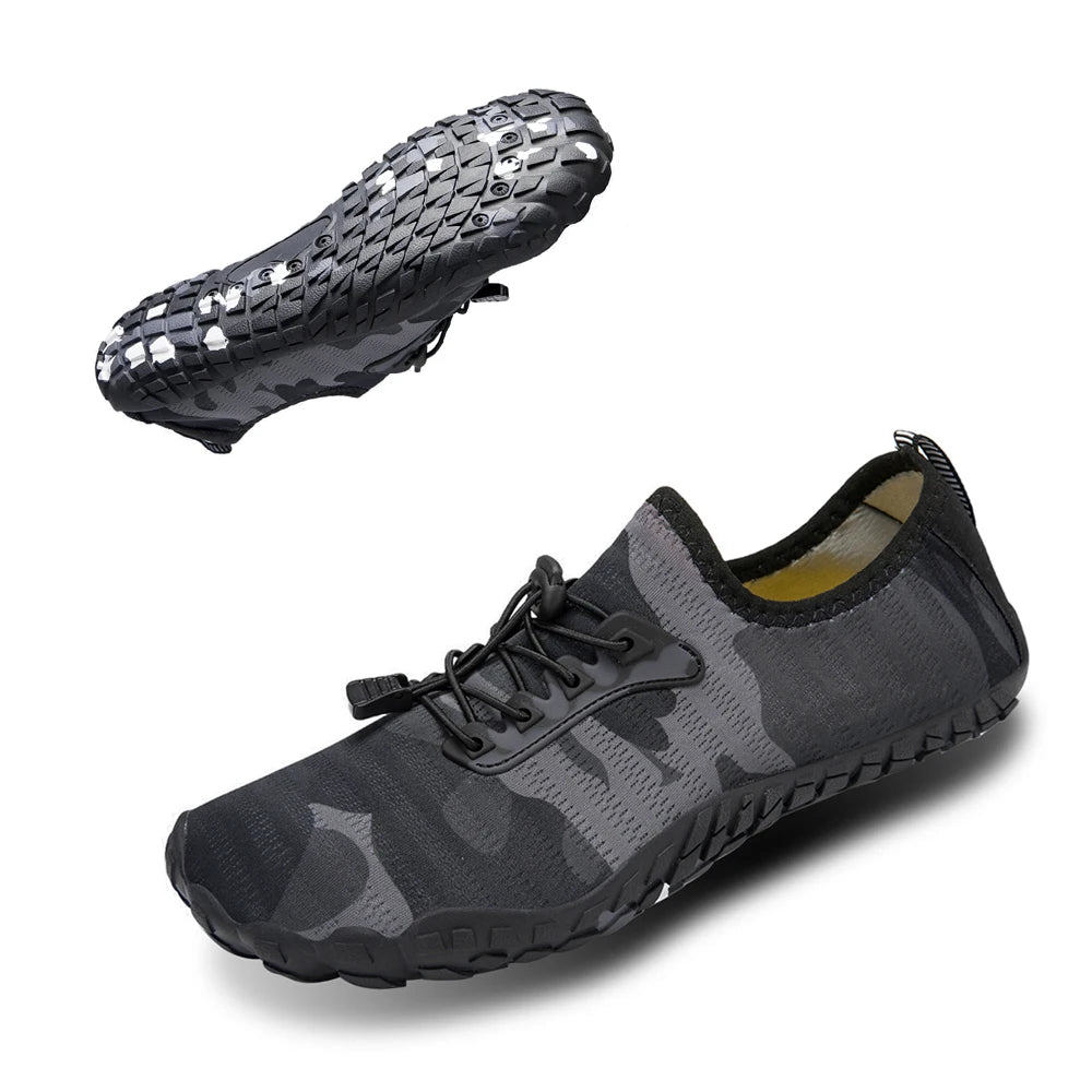 Oiaano Barfußschuhe mit breiter Zehenbox, schwarz, für Damen und Herren, Unisex-Sportsneaker, Aqua-Strandschuhe mit weicher Sohle, leicht und atmungsaktiv