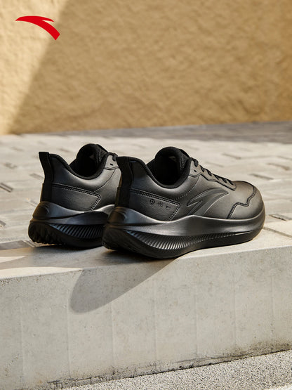 ANTA QINGKONG Męskie zimowe, amortyzujące, skórzane buty do biegania, odporne na zużycie, lekkie buty sportowe do codziennego użytkowania