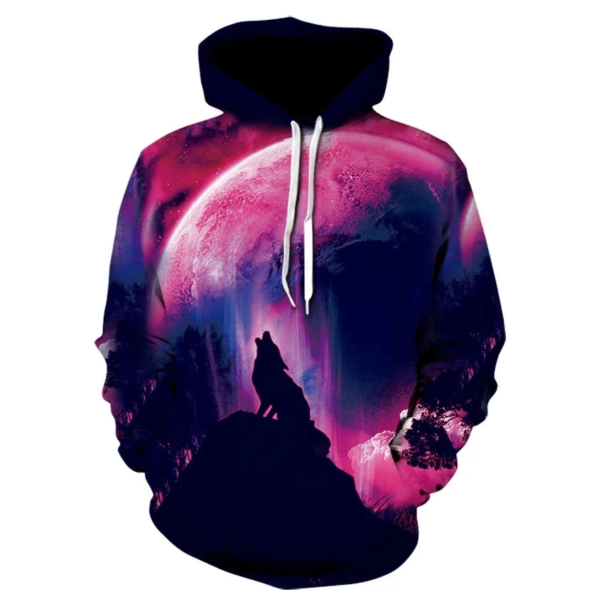Autumn and Winter New Personalized Hoodie Animal Wolf 3D Men's Hoodie Designer Men's High Quality Hoodie