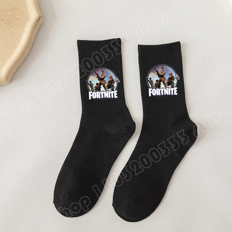Fortnite Socks Cartoon Game Character Long Socks for Kids and Students in Spring and Autumn Solid Color Cotton Socks Birthday Gifts