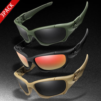 3-PACK Trendy Outdoor Tactics Sports Sunglasses Men and Women Cycling Glasses Driving Camping Travel Colorful Goggles