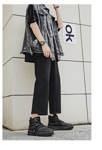 Fashion Casual Sneakers High Top Skateboard Shoes Student Boots Men and Women Trend Wear Resistant Two-color Couples