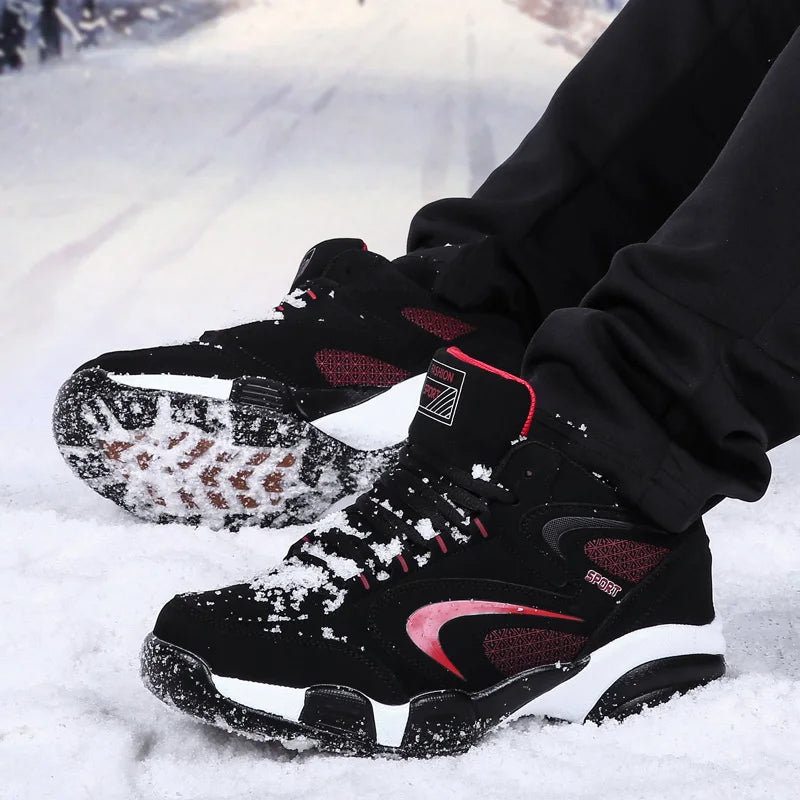 Botas de neve para homem, quentes para o inverno, casal, ténis casuais, moda, couro, desporto ao ar livre, corrida, ténis, homem, antiderrapantes, tamanho grande 48, ténis desportivos