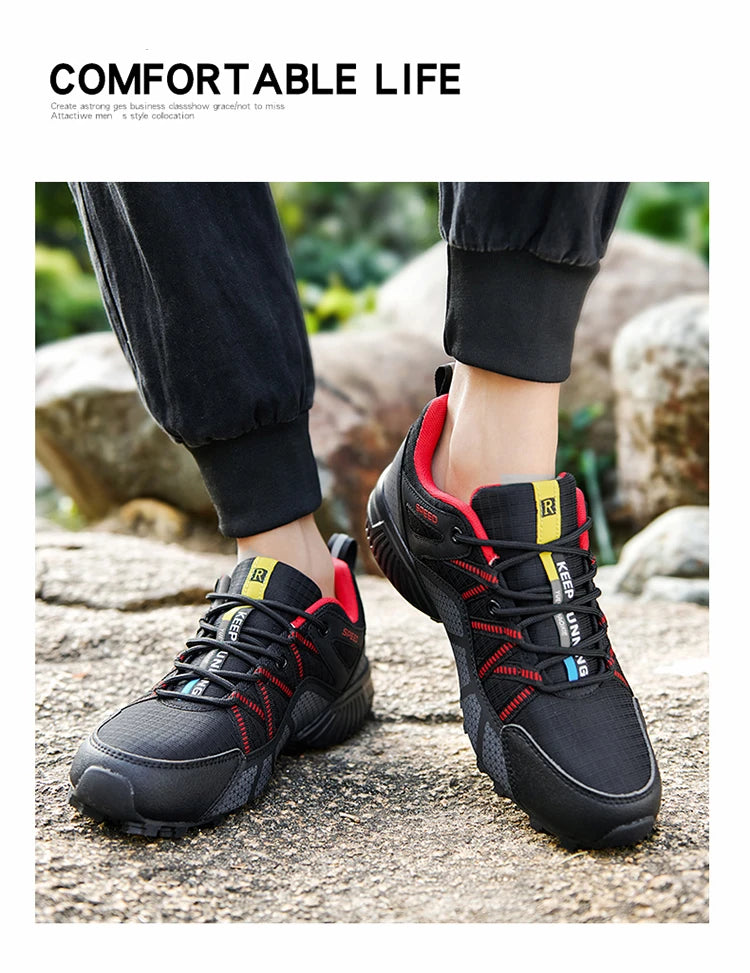 Scarpe da trekking da uomo all-terrain, scarpe sportive outdoor in mesh traspirante, antiscivolo e resistenti all’usura, scarpe da trekking e ciclismo outdoor