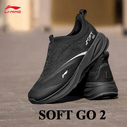 LI-NING SOFT GO 2 gåsko til mænd – slip-on, blød tyk hæl, komfortable og slidstærke, sporty hverdagssko AGLV005