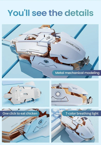 G5 Mechanical E-sports Wired Mouse RGB 9 Button Macro Programming Gaming Mute Mouse 12800 DPI For Desktop Computer Laptop