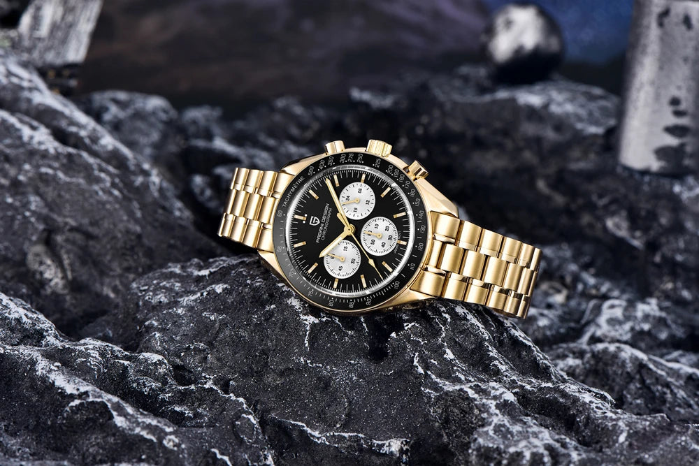 montre PAGANI DESIGN Moon – Chronographe à quartz de luxe pour homme, style sportif, verre saphir avec traitement antireflet, affichage luminescent