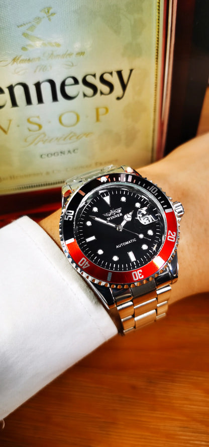 Montre mécanique classique pour homme – Marque de luxe, style professionnel, mouvement automatique, lunette rotative, cadran luminescent, bracelet en acier