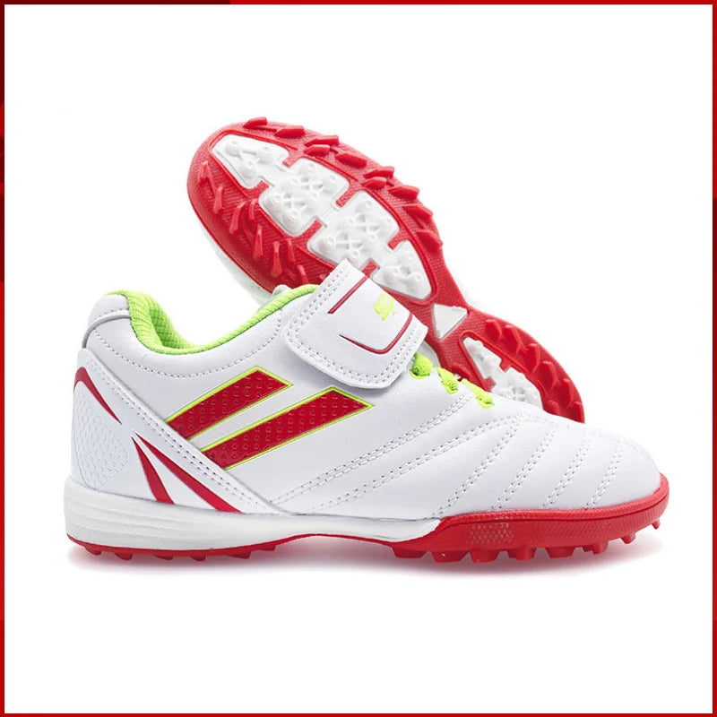 Zapatillas de fútbol para niños y niñas Tf, con cierre de velcro, sin tacos, para lacrosse, para principiantes, para críquet y para béisbol