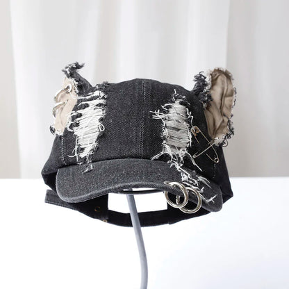 new fashion Girl New Jeans Long Rabbit Ears Cowboy Baseball Hat Wash Graffiti Hip Hop Cap Women Men Party Team Baseball Cap