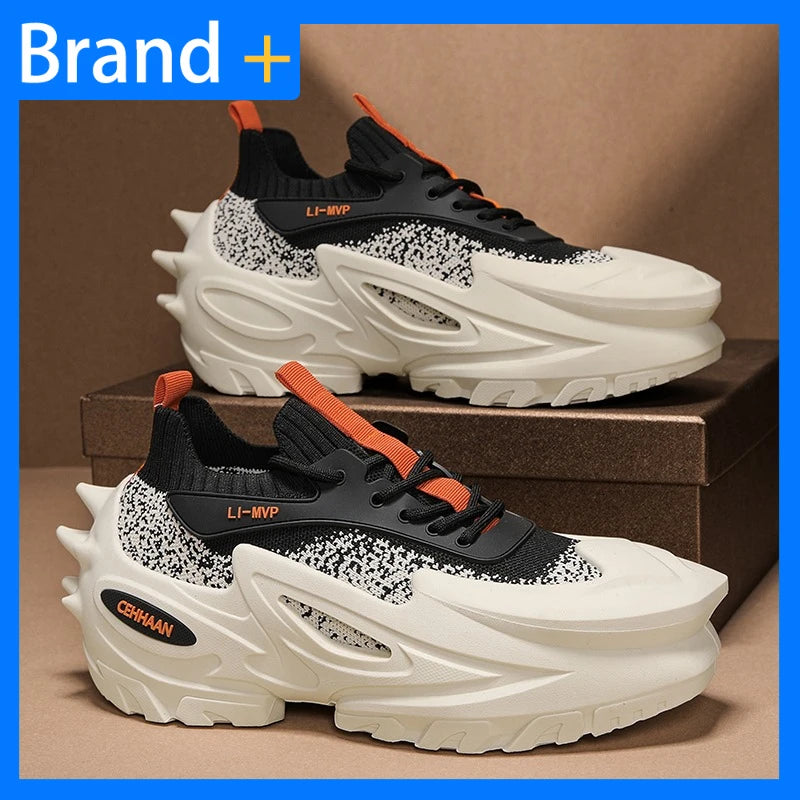 Męskie buty sportowe z elastyczną, grubą podeszwą, antypoślizgowe buty do ćwiczeń na świeżym powietrzu, uniwersalne buty do codziennego noszenia, modne buty uliczne, buty do spacerów