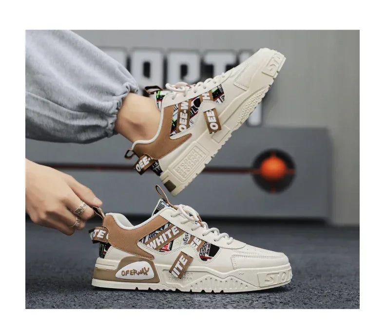 Scarpe da skateboard da uomo, sneakers estive, in pelle, casual, alla moda, per attività all'aperto, corsa, sport, escursionismo, tennis, con zeppa, di marca, di lusso