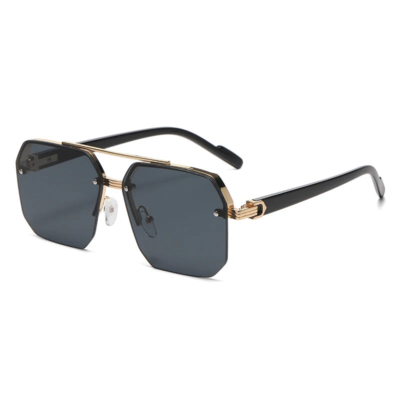 Men's Metal Sunglasses Square Half Frame Rice Nails Casual Trend Personality Retro Fashion Outdoor Sports Eyeglasses